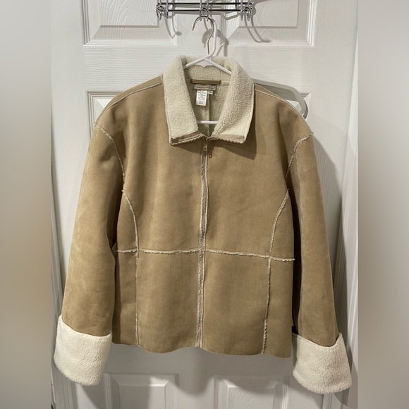 Coldwater Creek, faux suede Sherpa jacket, women’s size PXL, good condition. - Picture 1 of 5